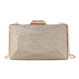 Women Lattice Pattern Metal Handbag Chain Geometric Evening Clutch Purse, Gold