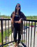 Women's Leopard Print Open Front Cardigan Shirt with Pockets Long Sleeve Lightweight Coat(Leopard01,M)