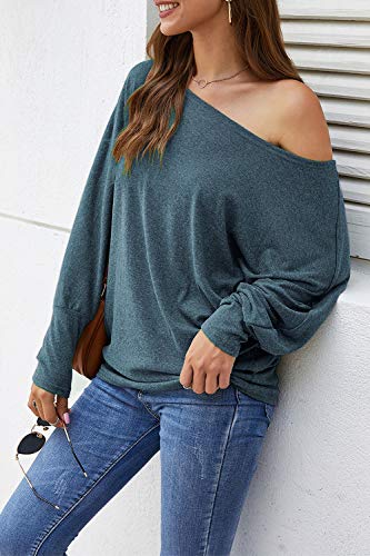 Long Sleeve Tops for Women,Sexy Off Shoulder Tops Oversized Pullover Sweater Casual Fall Shirts Tunic Blouse