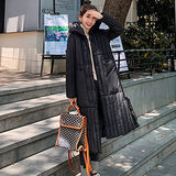 Womens Puffer Jackets Ankle Length Thicken Winter Coats Folds Stripe Overcoat Warm Padded Loose Down Coat Beige