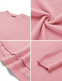 Women's Long Sleeve Oversized Crew Neck Solid Color Knit Pullover Sweater Tops Mocha