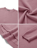 Women's Long Sleeve Oversized Crew Neck Solid Color Knit Pullover Sweater Tops Mocha