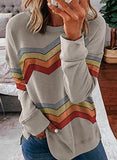 BTFBM Women Sweatshirts Tie Dye Print Striped Color Block Long Sleeve Comfy Loose Soft Casual T Shirts Pullover (S-2XL) (Aztec Print Grey, Small)