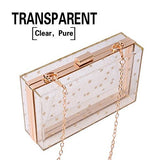 Women Acrylic Transparent Gold star Evening Bags Purses Clutch Vintage Banquet Handbag (Pink) Medium