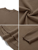 Women's Long Sleeve Oversized Crew Neck Solid Color Knit Pullover Sweater Tops Mocha
