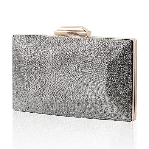 Women Lattice Pattern Metal Handbag Chain Geometric Evening Clutch Purse, Gold