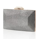 Women Lattice Pattern Metal Handbag Chain Geometric Evening Clutch Purse, Gold