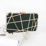 Women Lattice Pattern Metal Handbag Chain Geometric Evening Clutch Purse, Gold