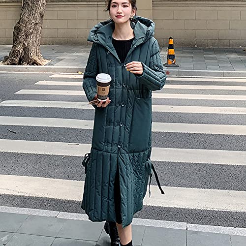 Womens Puffer Jackets Ankle Length Thicken Winter Coats Folds Stripe Overcoat Warm Padded Loose Down Coat Beige