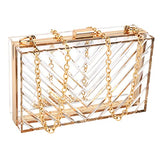 Women Acrylic Transparent Gold star Evening Bags Purses Clutch Vintage Banquet Handbag (Pink) Medium