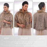 Women's Faux Fur Shawls Cape and Wraps Bridal Cloak Coat Fur Cover Up for Bride and Bridesmaids . (Beige)