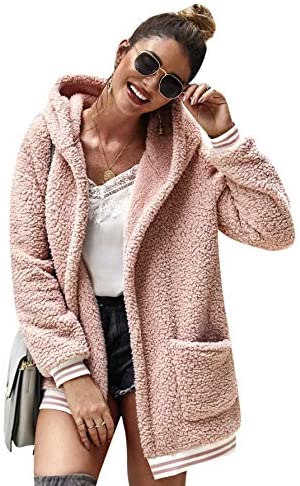 Women's Fauxs Fur Hooded Teddy Coat Long Sleeve Jacket Outwear
