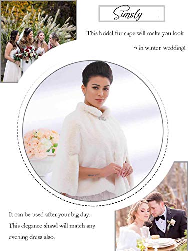 Women's Faux Fur Shawls Cape and Wraps Bridal Cloak Coat Fur Cover Up for Bride and Bridesmaids . (Beige)