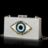 Clutch Purses for Women-Evil Eye Acrylic Clutch Glitter Purse Evening Bag Chain Shoulder Crossbody Handbags