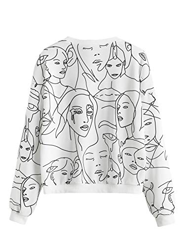 Women's Casual Floral Print Long Sleeve Pullover Tops Baby Blue