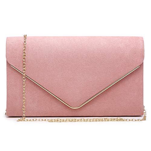 Ladies' Velvet Evening Clutch Handbag Formal Party Clutch For Women With Chain Strap (Rose)
