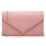 Ladies' Velvet Evening Clutch Handbag Formal Party Clutch For Women With Chain Strap (Rose)