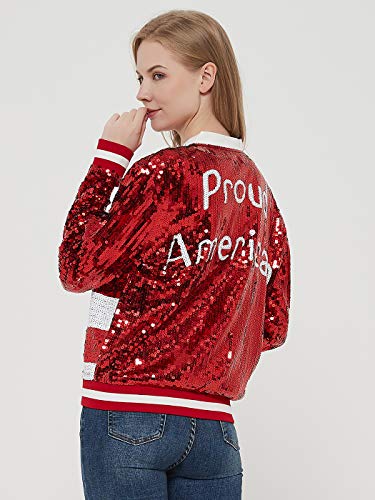 Womens Sequin Long Sleeve Front Zip Jacket with Ribbed Cuffs, Gold, Small