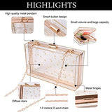 Women Acrylic Transparent Gold star Evening Bags Purses Clutch Vintage Banquet Handbag (Pink) Medium