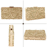 Women Lattice Pattern Metal Handbag Chain Geometric Evening Clutch Purse, Gold