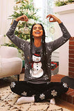 Women's Gray Sequin Snowman Christmas Sweater Size Small