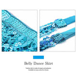 Belly Dance Hip Skirt Tassel Scarf Sequin Wrap Rave Costume for Women (Blue)
