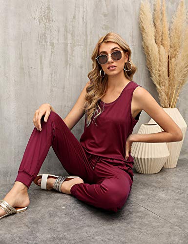 Women's Long Sleeve Loungewear Crewneck Pullover Tops Long Pants Sweatsuits Tracksuits with Pockets Army Green