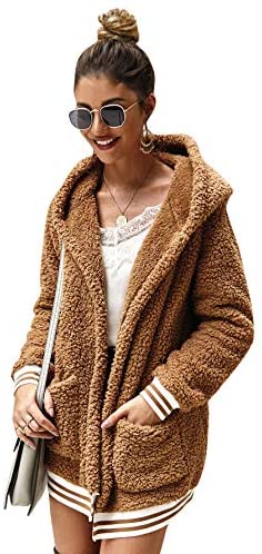 Women's Fauxs Fur Hooded Teddy Coat Long Sleeve Jacket Outwear
