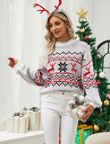 Women's Chunky Sweater Crewneck Sweatshirt Knit Lantern Sleeve Oversized Pullover Sweater with Pearls (Large, Grey)