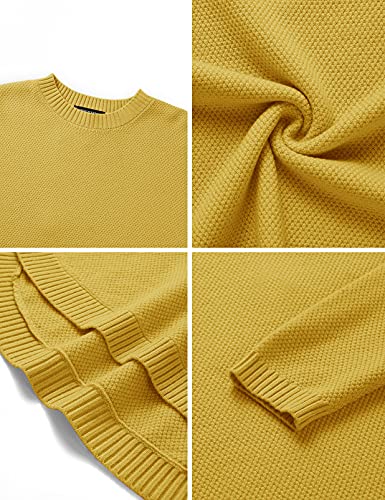 Women's Long Sleeve Oversized Crew Neck Solid Color Knit Pullover Sweater Tops Mocha