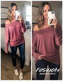 Long Sleeve Tops for Women,Sexy Off Shoulder Tops Oversized Pullover Sweater Casual Fall Shirts Tunic Blouse