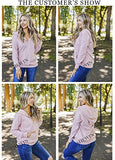Womens Casual Hoodies Long Sleeve Drawstring Lightweight Solid Hooded Sweatshirt Button Loose Pullover Tops Fall Clothes with Pocket