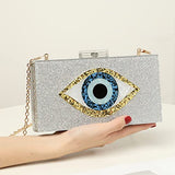 Clutch Purses for Women-Evil Eye Acrylic Clutch Glitter Purse Evening Bag Chain Shoulder Crossbody Handbags