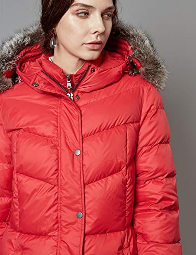 Women's Down Coat With Real Raccoon Fur Hooded Parka Jacket (Large, Wine)