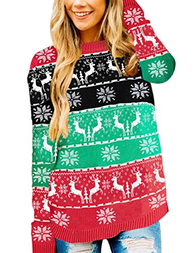 Women's Long Sleeve Oversized Crew Neck Solid Color Knit Pullover Sweater Tops Mocha