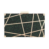 Women Lattice Pattern Metal Handbag Chain Geometric Evening Clutch Purse, Gold