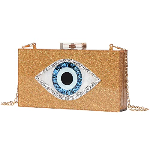 Clutch Purses for Women-Evil Eye Acrylic Clutch Glitter Purse Evening Bag Chain Shoulder Crossbody Handbags