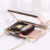 Women Acrylic Transparent Gold star Evening Bags Purses Clutch Vintage Banquet Handbag (Pink) Medium