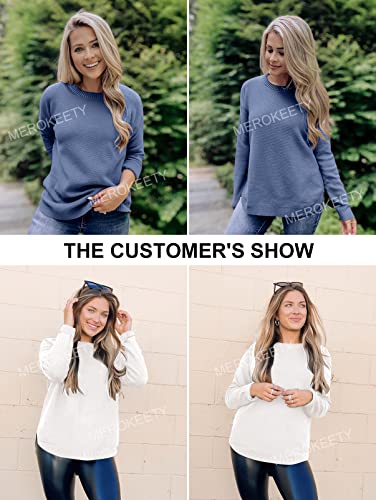 Women's Long Sleeve Oversized Crew Neck Solid Color Knit Pullover Sweater Tops Mocha
