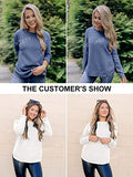 Women's Long Sleeve Oversized Crew Neck Solid Color Knit Pullover Sweater Tops Mocha