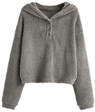 Women's Casual Cute Teddy Bear Long Sleeve Fleece Pullover Hoodie Top