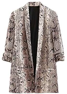 Women's Shawl Collar 3/4 Ruched Sleeve Open Front Blazer Jacket