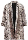 Women's Shawl Collar 3/4 Ruched Sleeve Open Front Blazer Jacket
