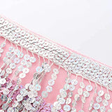 Belly Dance Hip Skirt Tassel Scarf Sequin Wrap Rave Costume for Women (Blue)