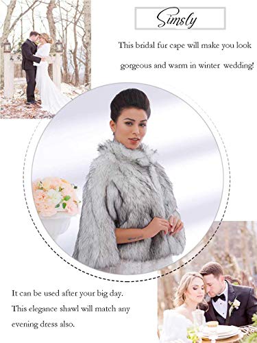Women's Faux Fur Shawls Cape and Wraps Bridal Cloak Coat Fur Cover Up for Bride and Bridesmaids . (Beige)