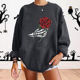 Womens Hoodless Loose Full Zip Sweatshirt Round Neck Casual Pullover Tops Fit Long Sleeve Womens Sweatshirts