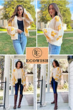 Women's Cardigan Sweaters - Floral Knit Open Front Crop Cardigans Long Sleeve Sweater Outwear Tops Orange L