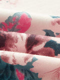 Women's Casual Floral Print Long Sleeve Pullover Tops Baby Blue
