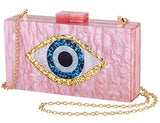 Clutch Purses for Women-Evil Eye Acrylic Clutch Glitter Purse Evening Bag Chain Shoulder Crossbody Handbags