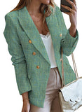 Blazer Jackets for Women Tweed Double Breasted Elegant Lightweight Cardigan Outwear Gray S